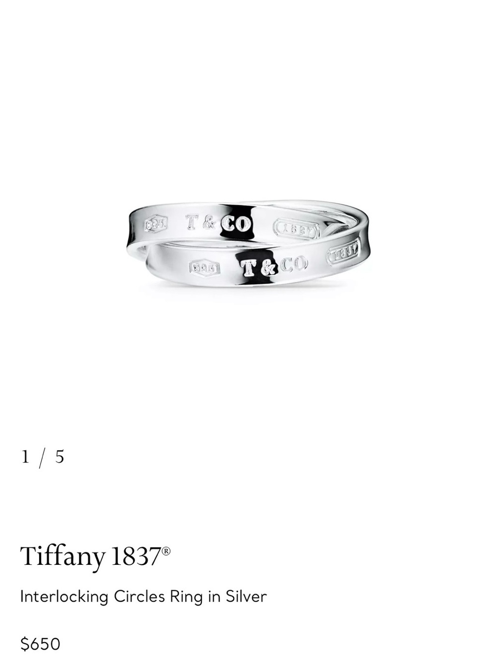 Tiffany & Co. Interlocking Circles Ring in Silver